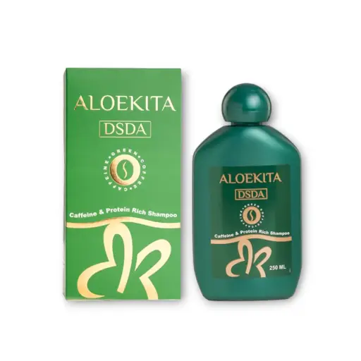 Aloekita-Shampoo-for-Hair-Loss-250ml-1 ألويكيتا دي اس شامبو للجنسين للشعر الخفيف ولمنع تساقط الشعر وتقوية بالكافيين غير معطر 250 مل - الصورة 1